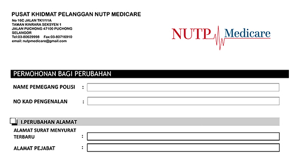 Borang Perubahan NUTP Medicare